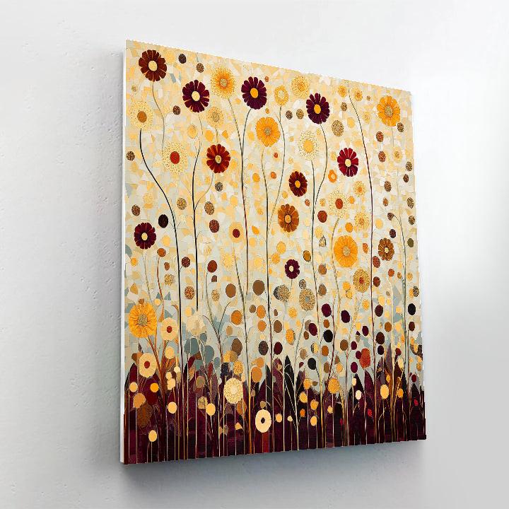 Gustav Klimt Inspired Symbolic Meadow Of Golden Blooms Painting by numbers kit