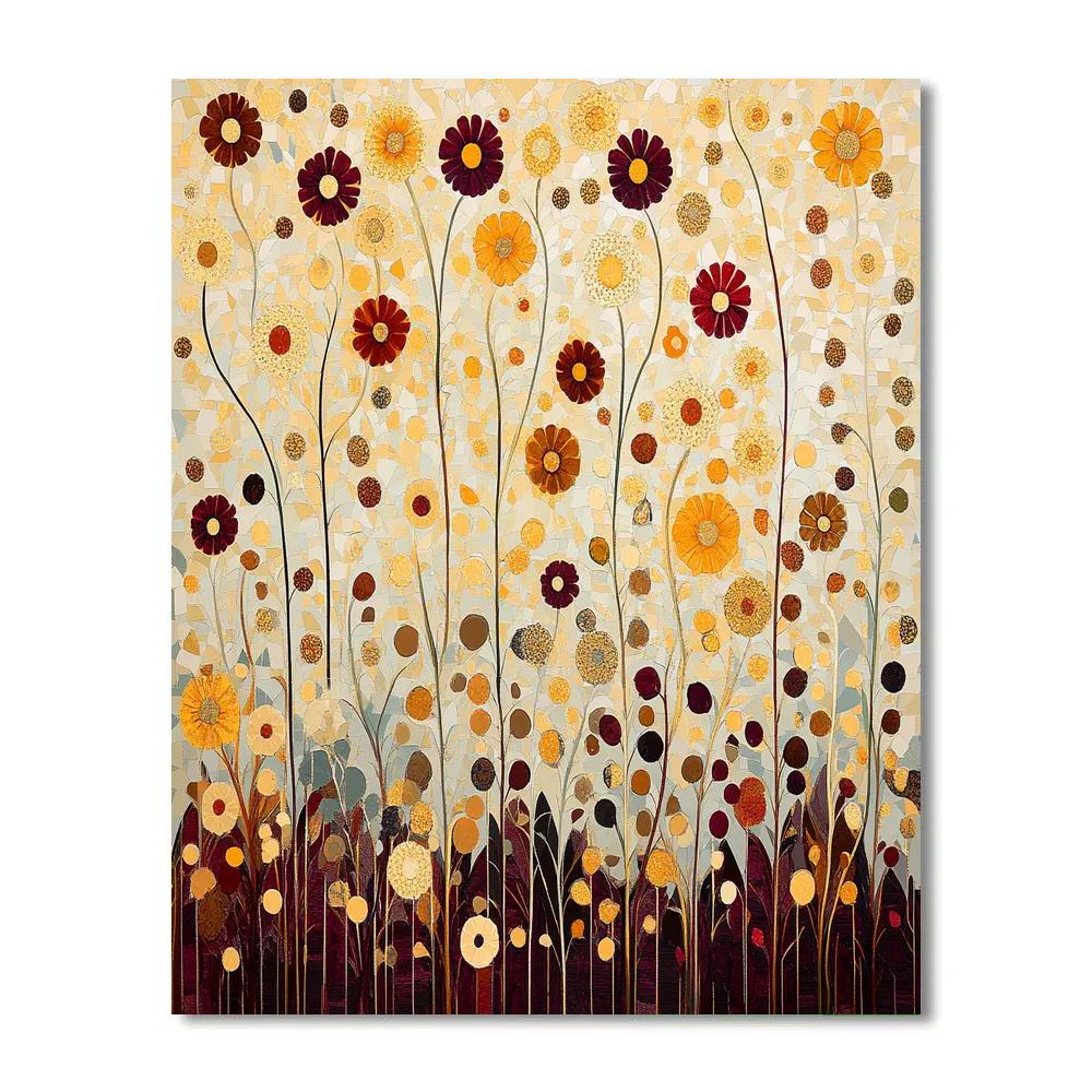 Gustav Klimt Inspired Symbolic Meadow Of Golden Blooms Painting by numbers kit