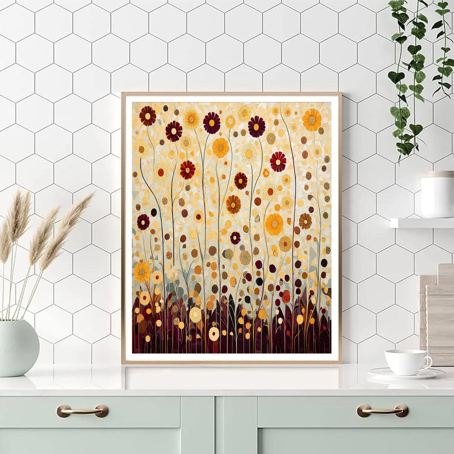 Gustav Klimt Inspired Symbolic Meadow Of Golden Blooms Painting by numbers kit