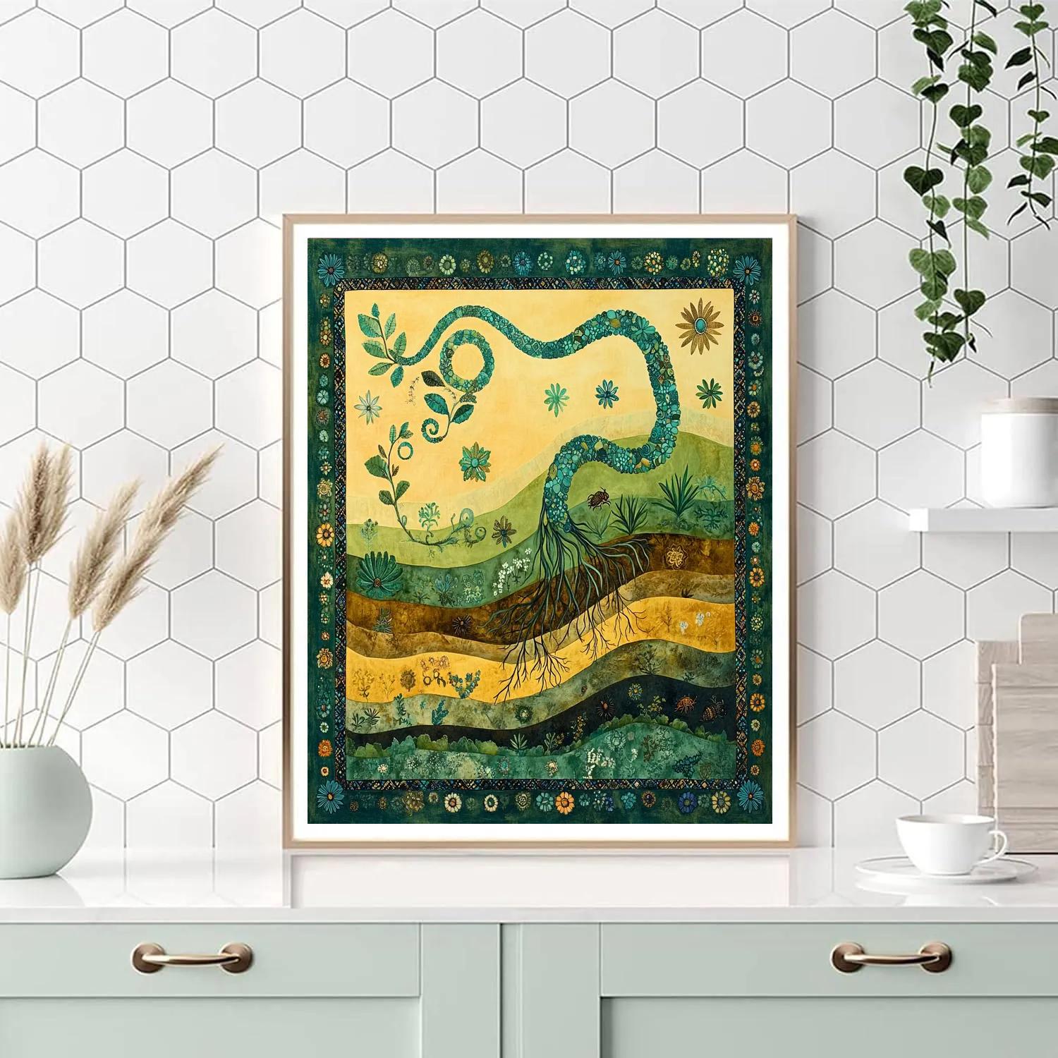 Frida Kahlo Inspired Serpent Of Roots paint by numbers