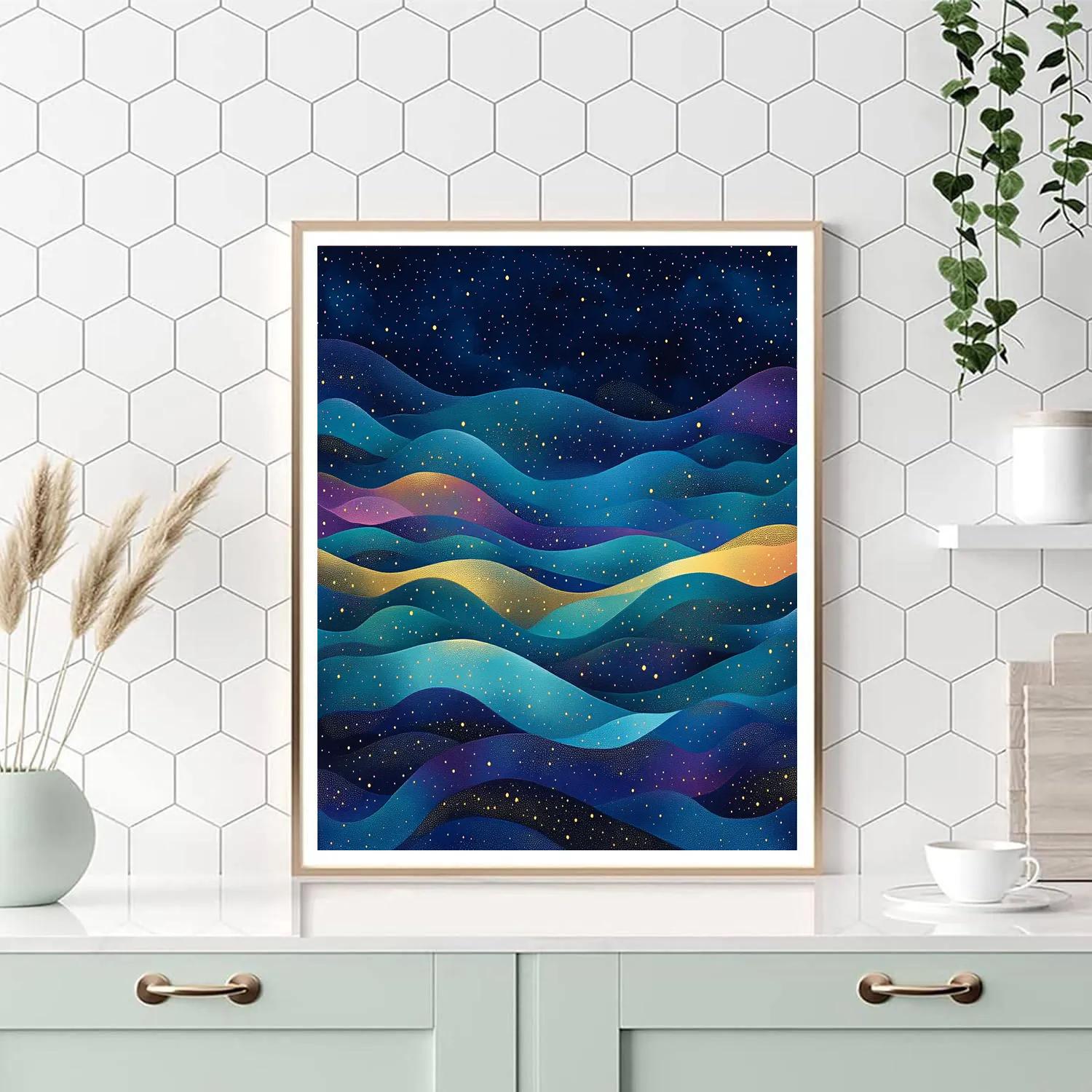 Georges Seurat Inspired Cosmic Aurora Paint by numbers art