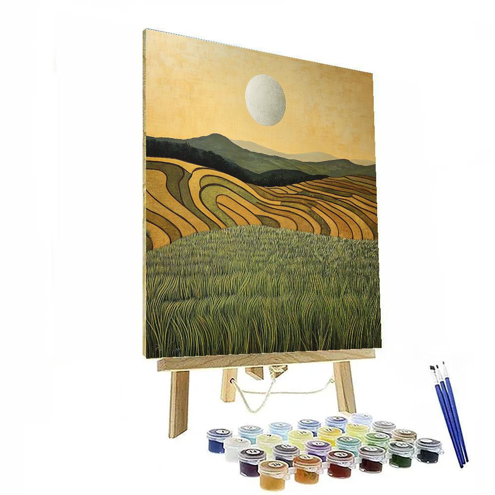 Nandalal Bose Inspired Lunar Paddy Fields DIY paint by numbers