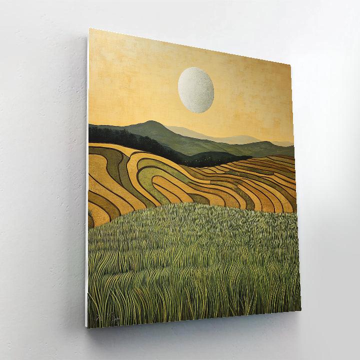 Nandalal Bose Inspired Lunar Paddy Fields DIY paint by numbers