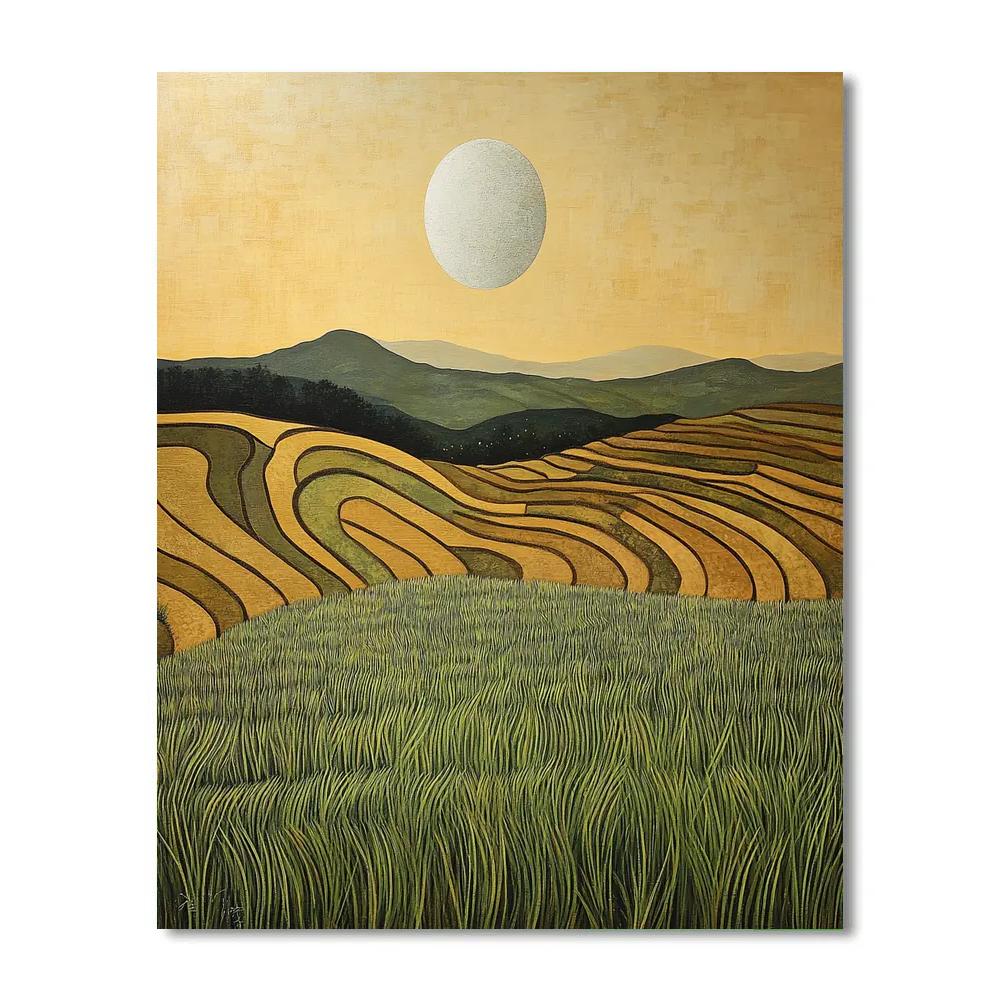 Nandalal Bose Inspired Lunar Paddy Fields DIY paint by numbers