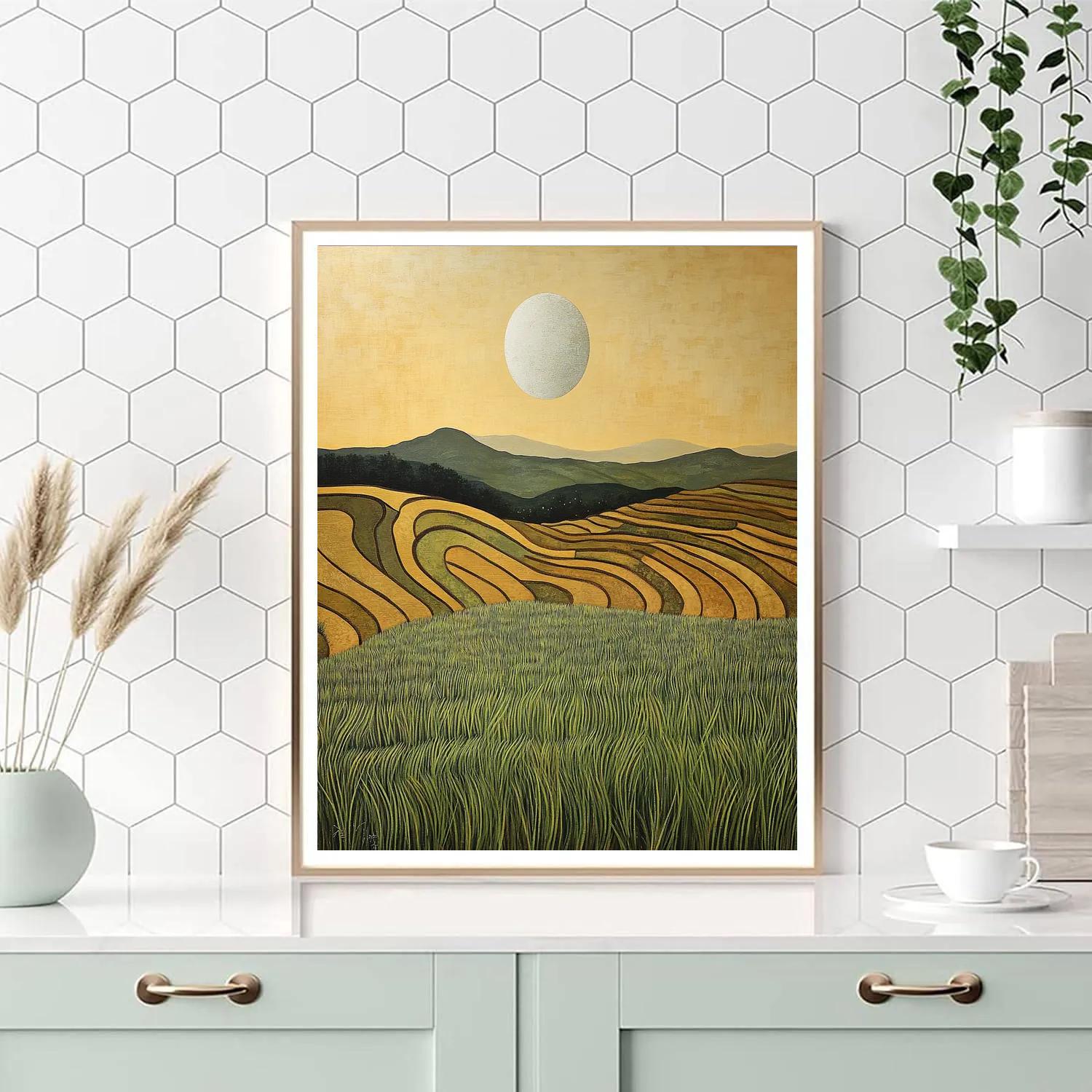 Nandalal Bose Inspired Lunar Paddy Fields DIY paint by numbers