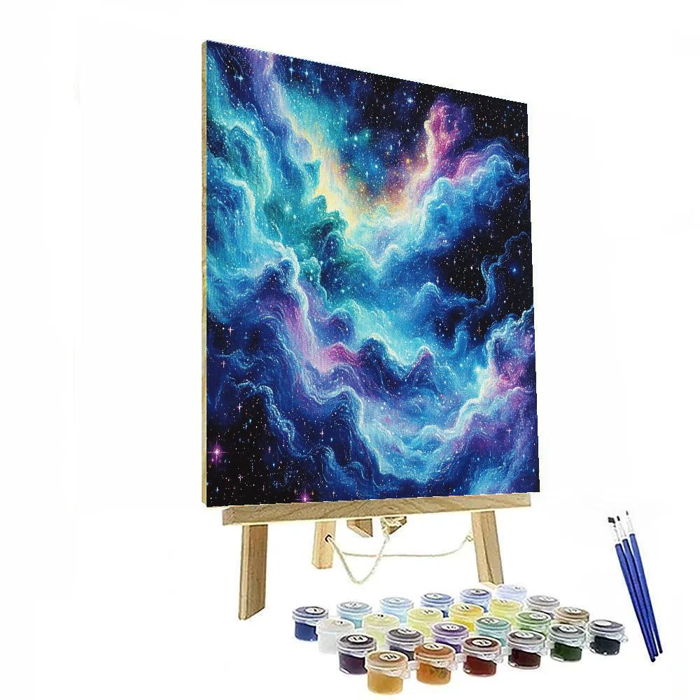 Georges Seurat Inspired Cosmic Nebula Dreamscape paint by numbers