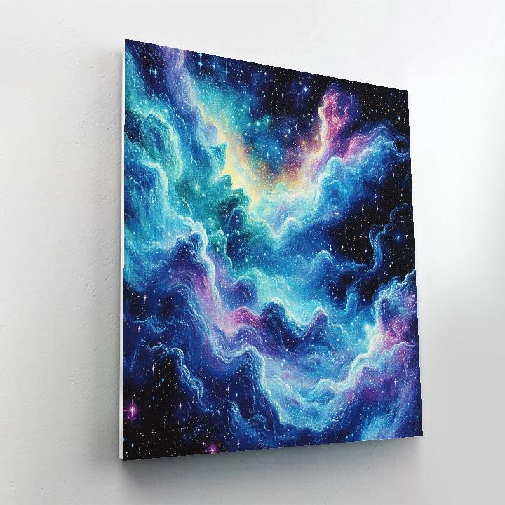 Georges Seurat Inspired Cosmic Nebula Dreamscape paint by numbers