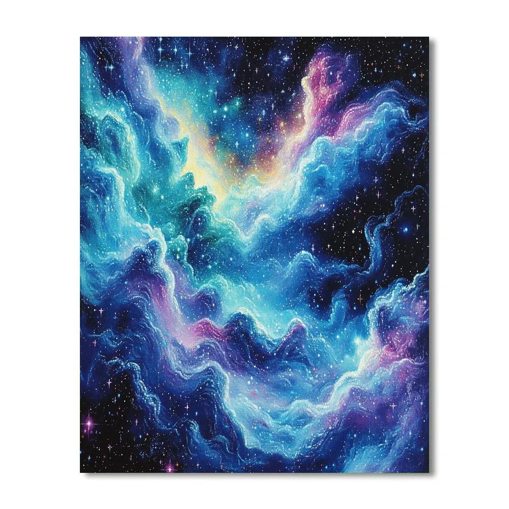 Georges Seurat Inspired Cosmic Nebula Dreamscape paint by numbers