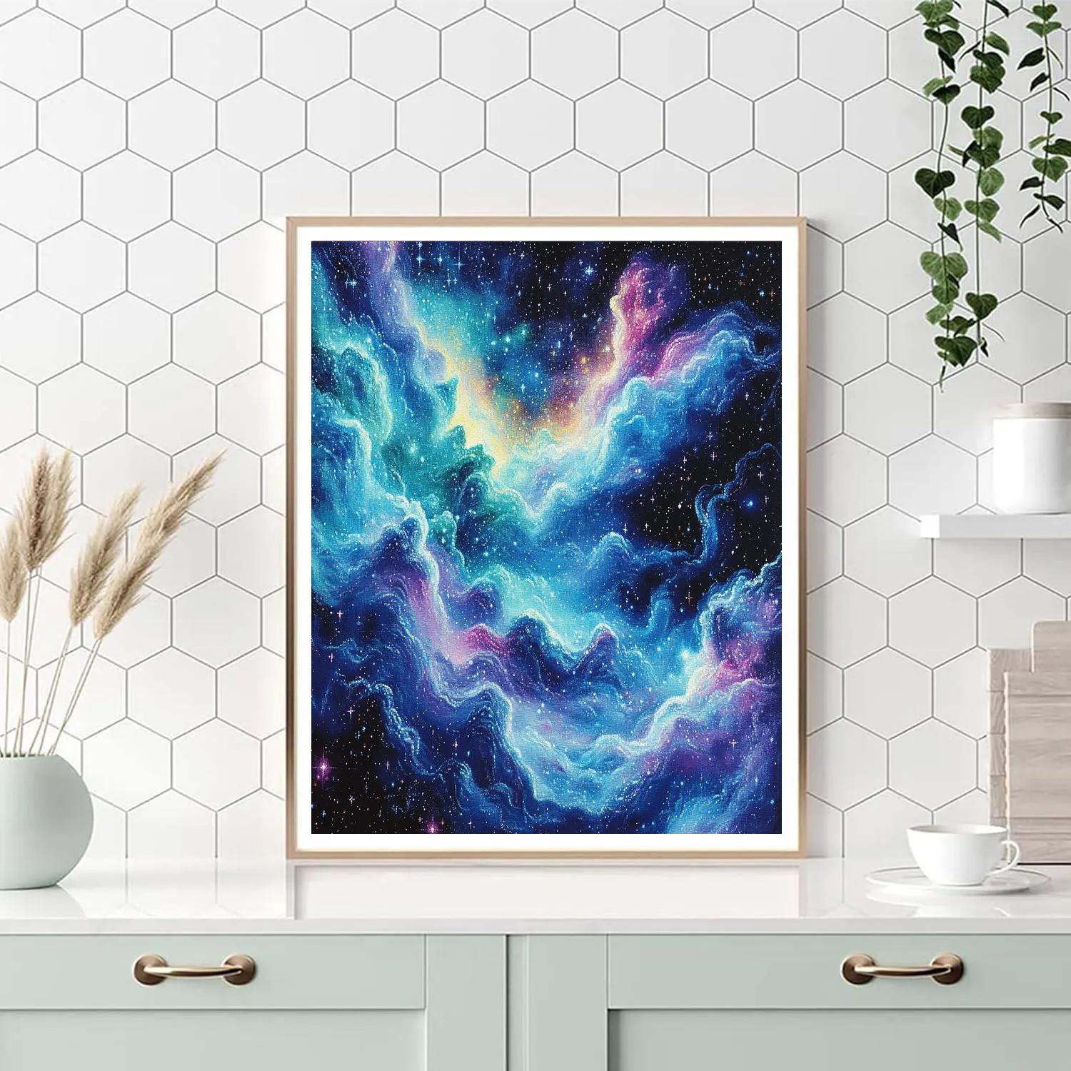 Georges Seurat Inspired Cosmic Nebula Dreamscape paint by numbers