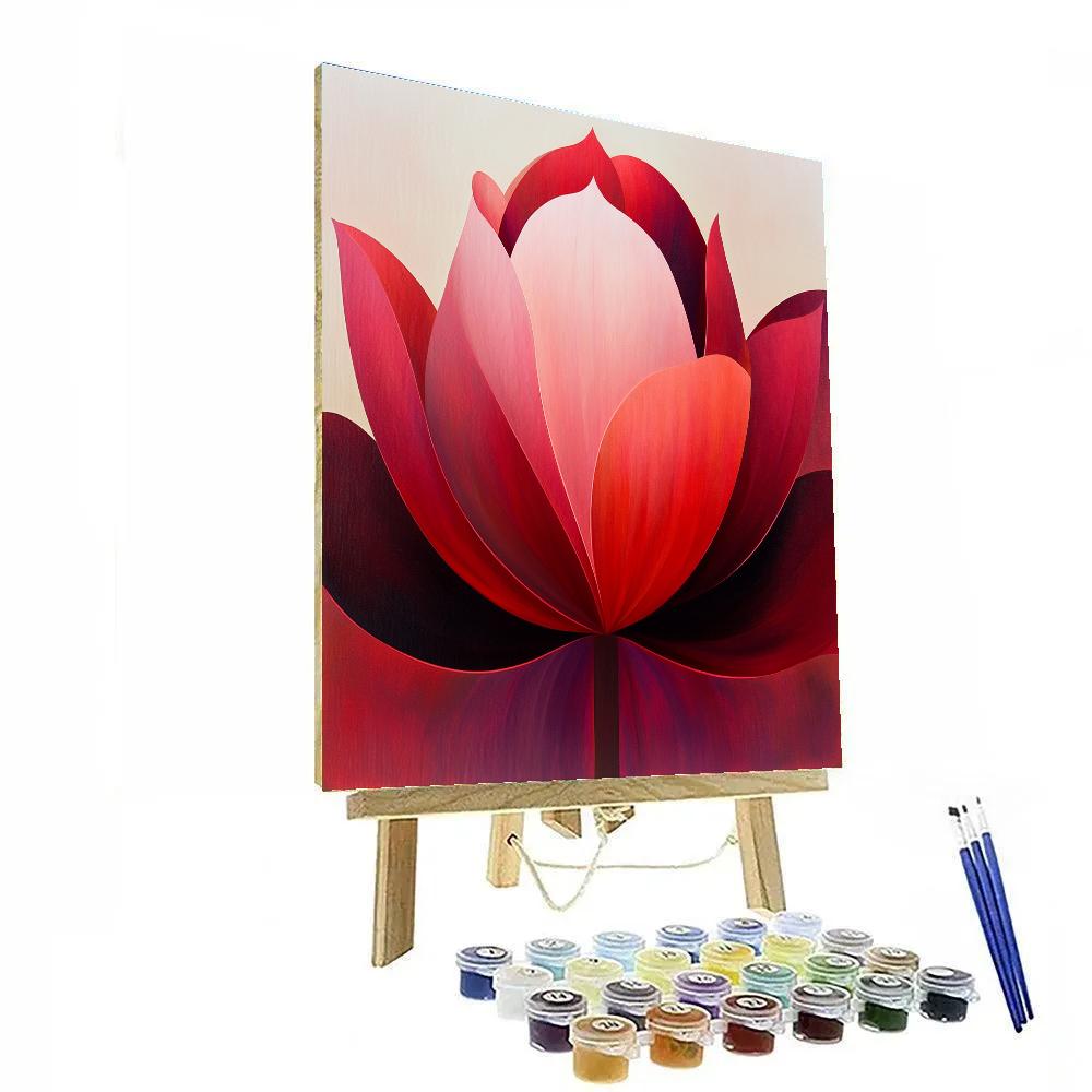 Georgia O’Keeffe Inspired Radiant Red Petal Close Up paint by number