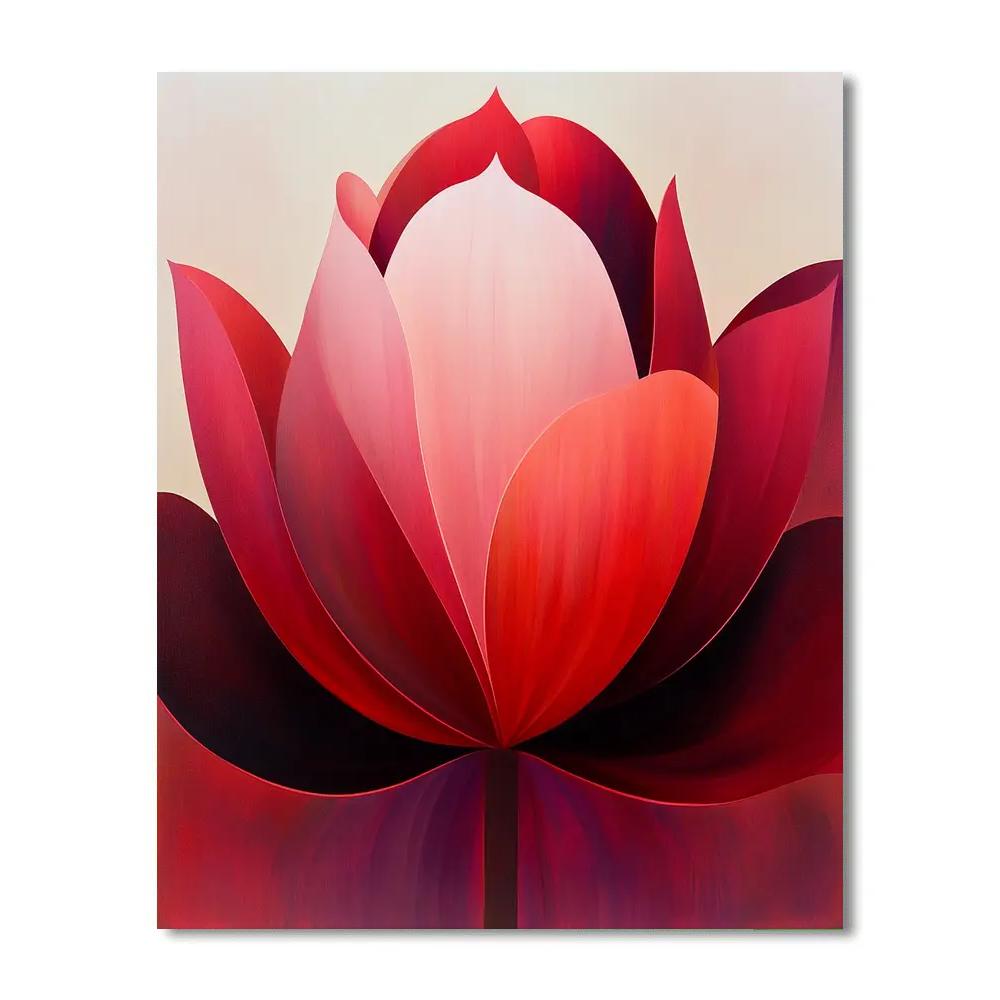 Georgia O’Keeffe Inspired Radiant Red Petal Close Up paint by number