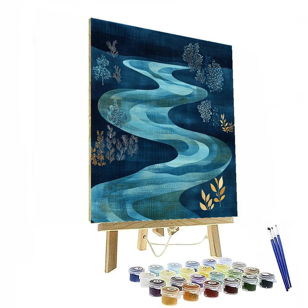 Nandalal Bose Inspired Monsoon River Dance paint by color