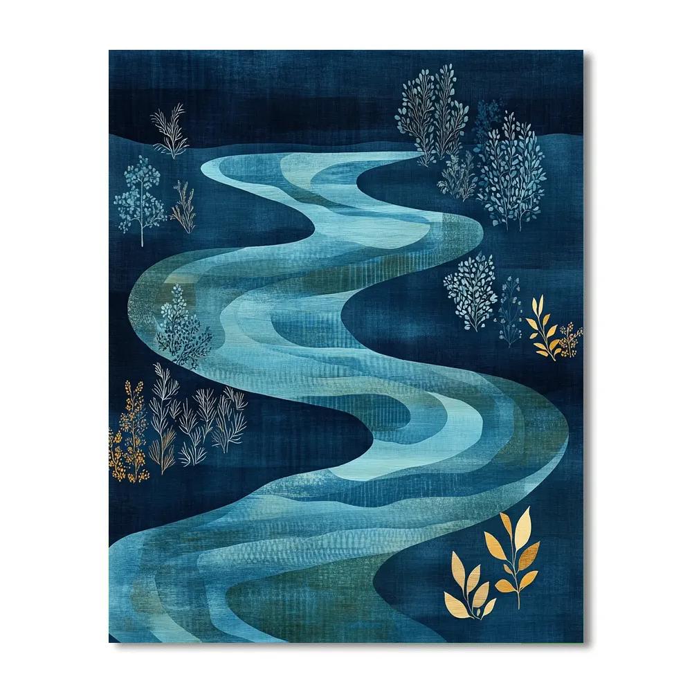 Nandalal Bose Inspired Monsoon River Dance paint by color