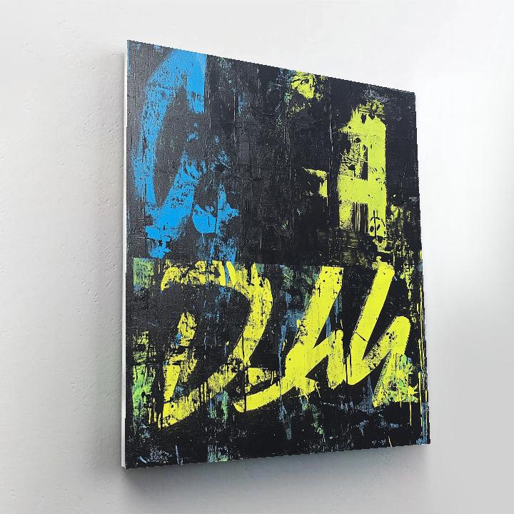 Jean-Michel Basquiat Inspired Neon Skeleton Rhythm Number painting