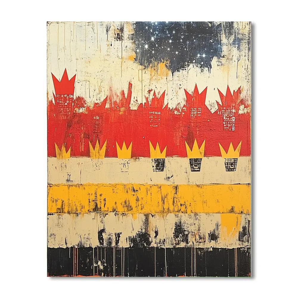 Jean-Michel Basquiat Inspired Binary Crown Landscape Numbered painting kits