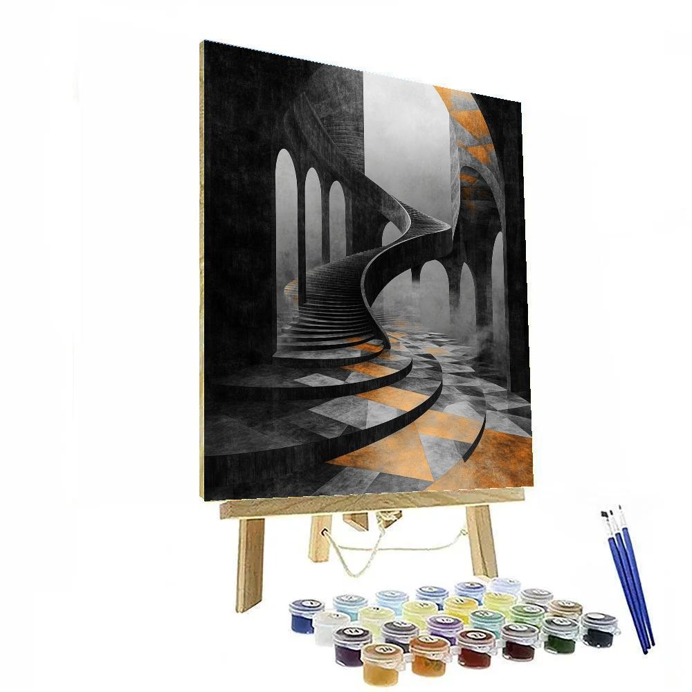 M.C. Escher Inspired Infinity Stairfield Painting by numbers kit