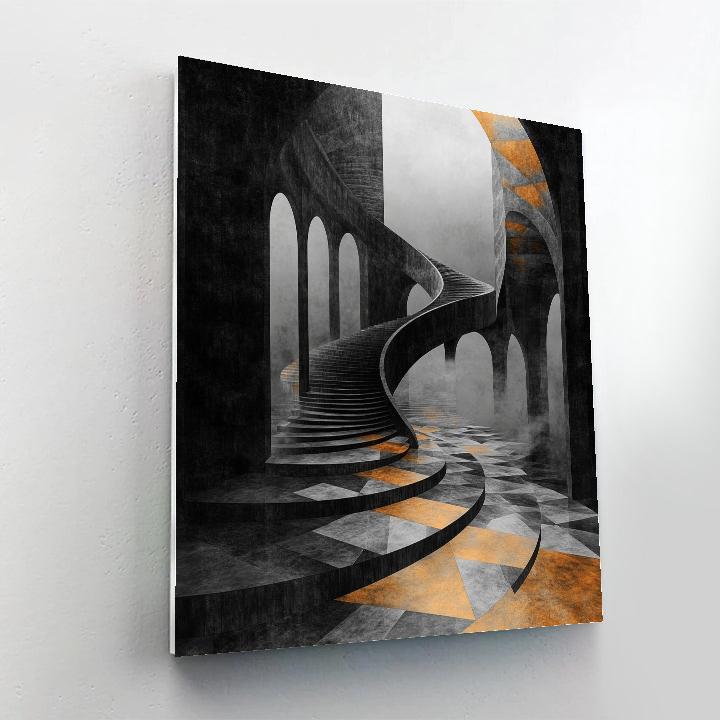 M.C. Escher Inspired Infinity Stairfield Painting by numbers kit