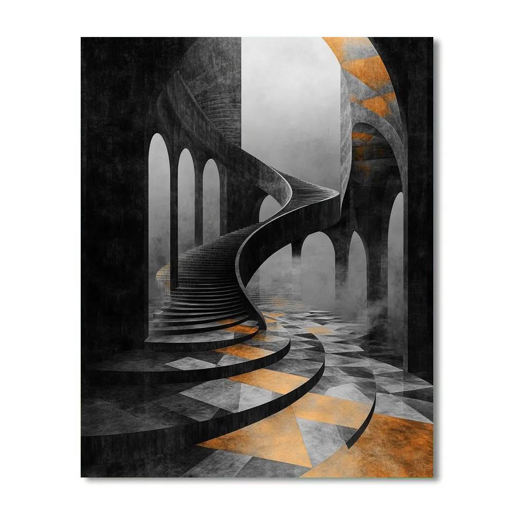 M.C. Escher Inspired Infinity Stairfield Painting by numbers kit