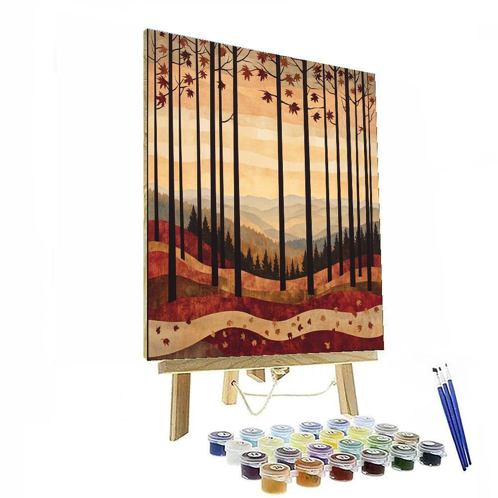 Hiroshige Inspired Autumn Ember Pines Paint by numbers kits