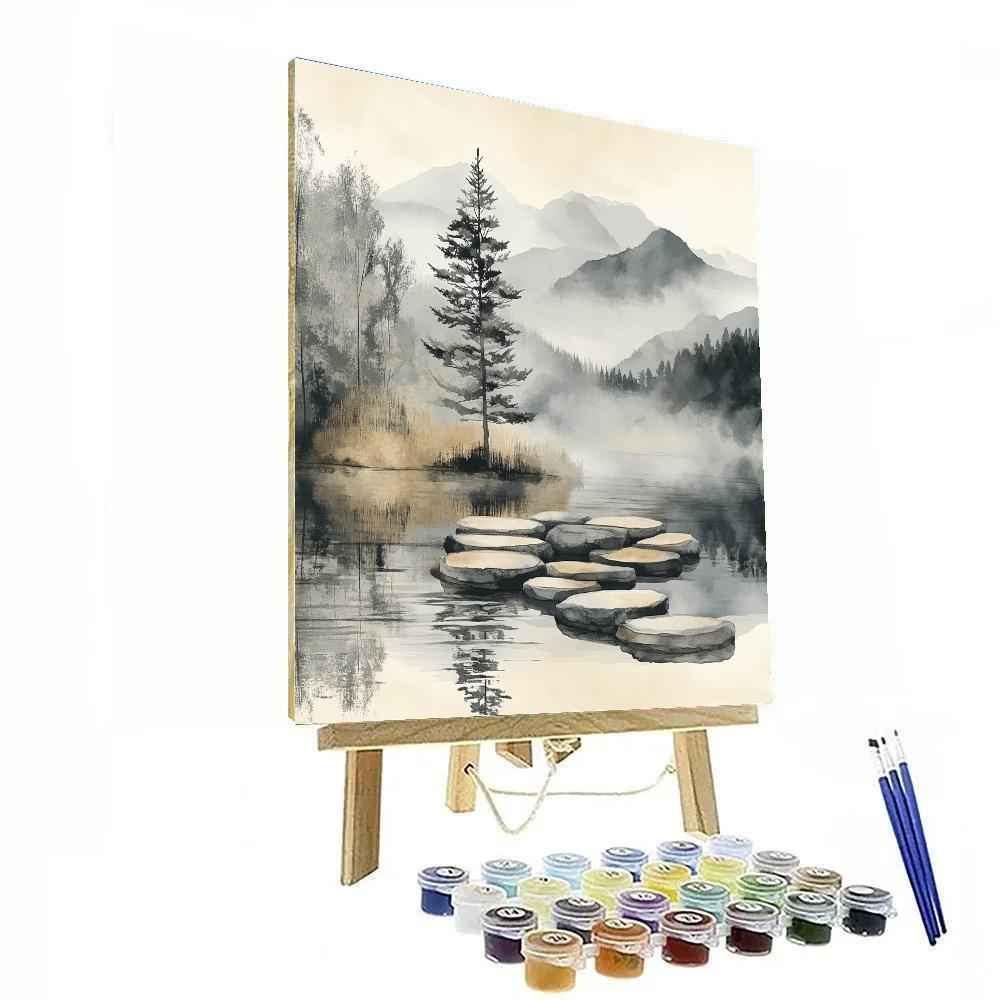 Zhao Mengfu Inspired Misty Scholar Garden Paint by numbers art