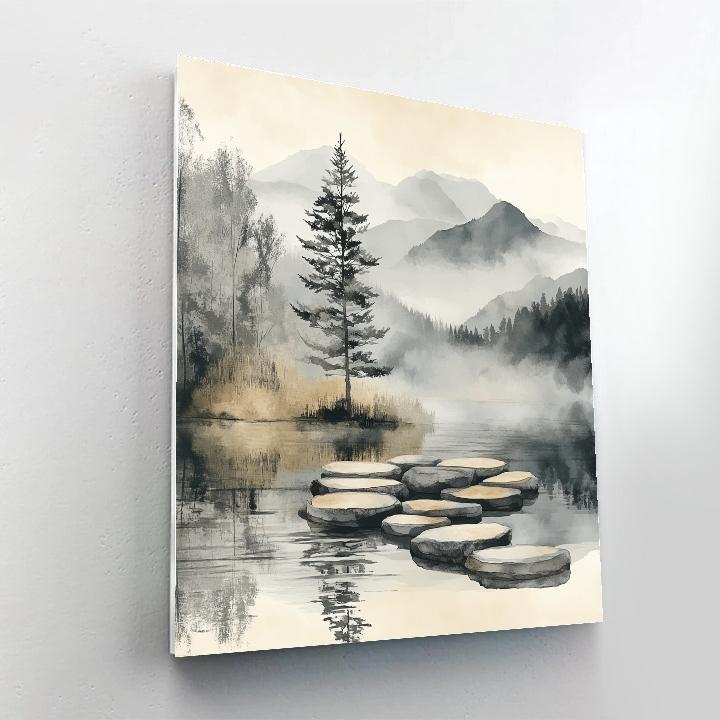 Zhao Mengfu Inspired Misty Scholar Garden Paint by numbers art