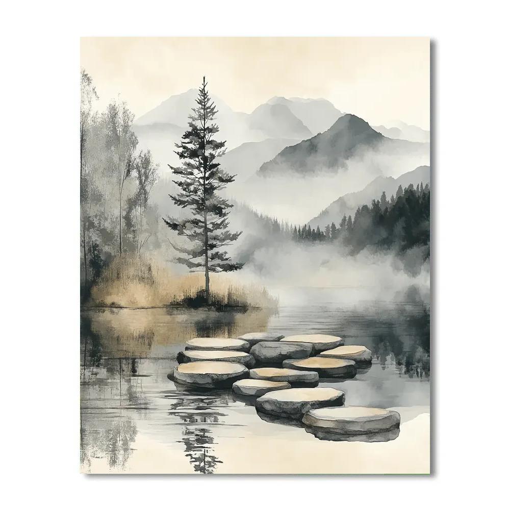 Zhao Mengfu Inspired Misty Scholar Garden Paint by numbers art