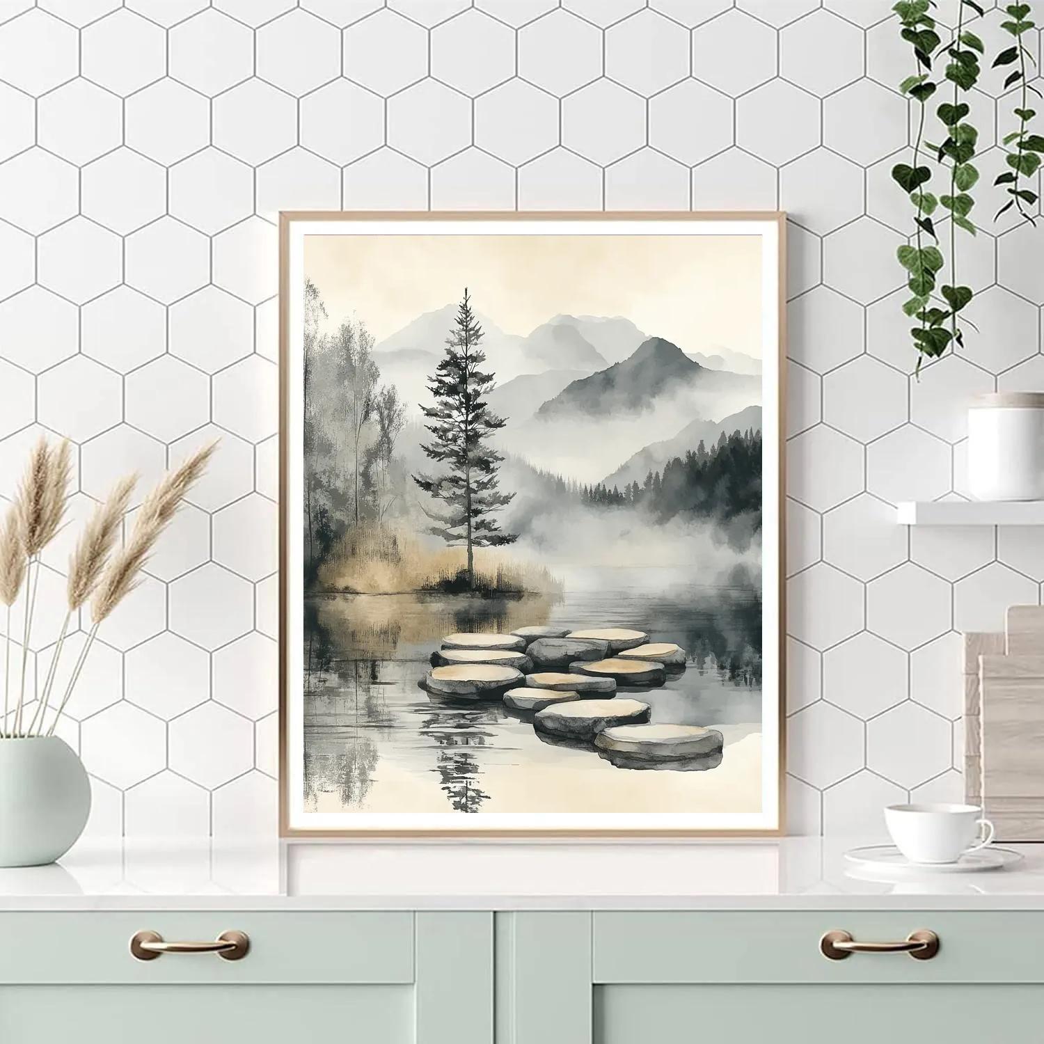 Zhao Mengfu Inspired Misty Scholar Garden Paint by numbers art