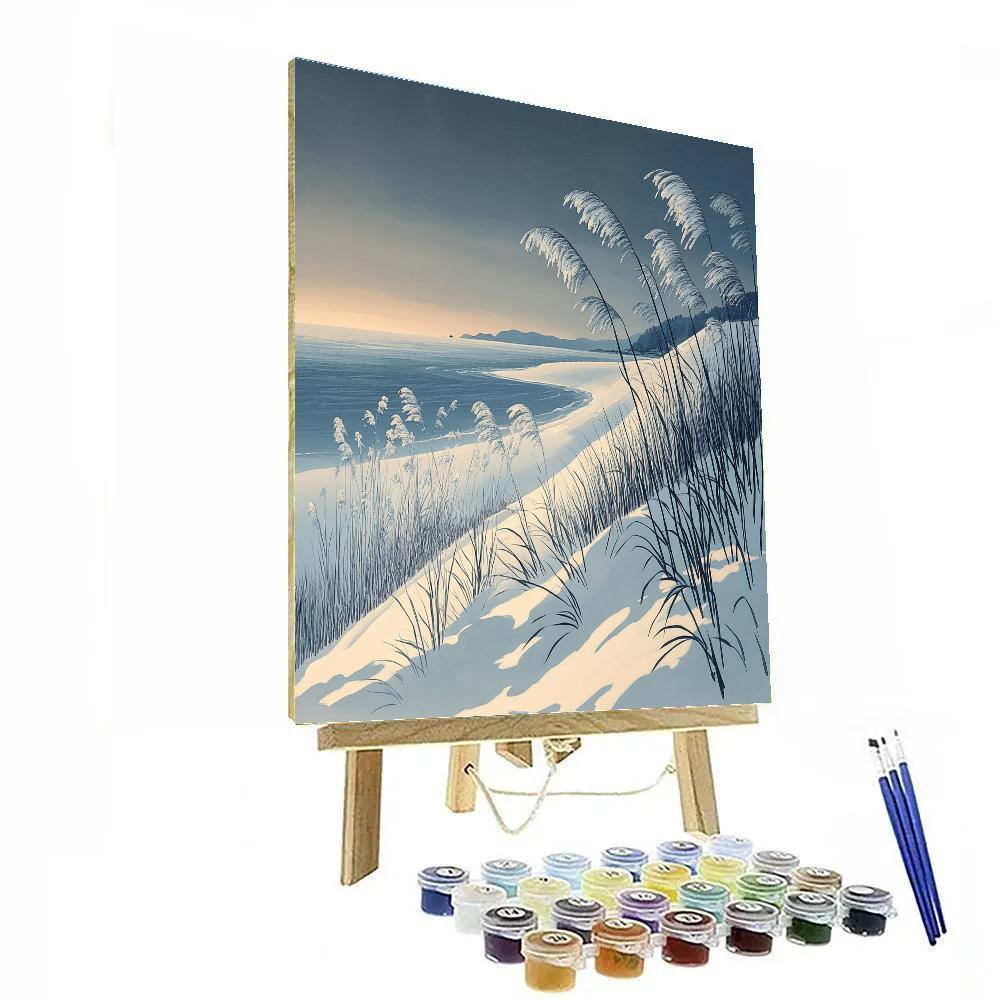 Hiroshige Inspired Snowy Coastal Reeds Paint by numbers kits
