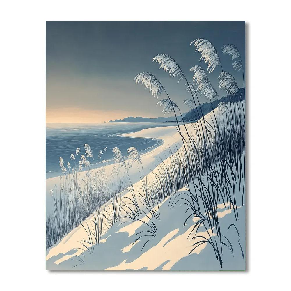 Hiroshige Inspired Snowy Coastal Reeds Paint by numbers kits