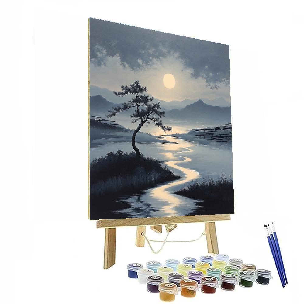 Zhao Mengfu Inspired Moonlit Pine And River Painting by numbers kit