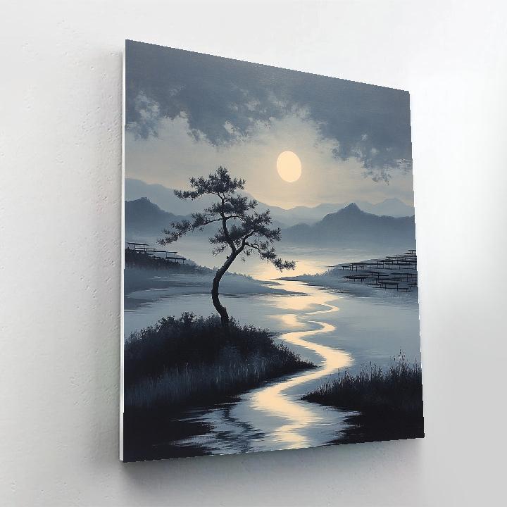 Zhao Mengfu Inspired Moonlit Pine And River Painting by numbers kit