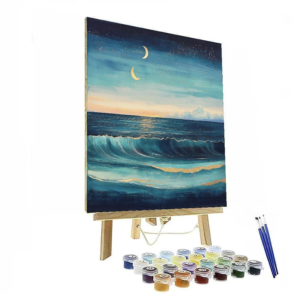 Hiroshige Inspired Celestial Tidal Waves Numbered painting kits