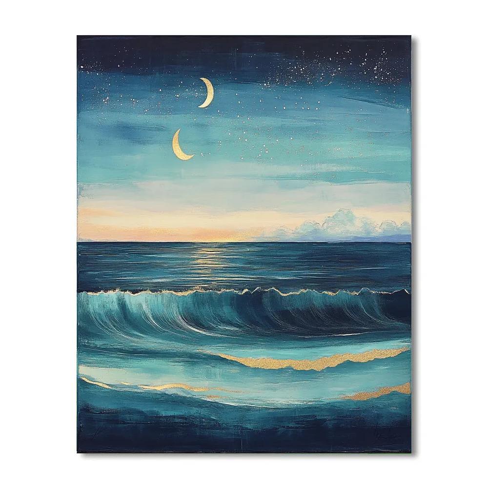Hiroshige Inspired Celestial Tidal Waves Numbered painting kits
