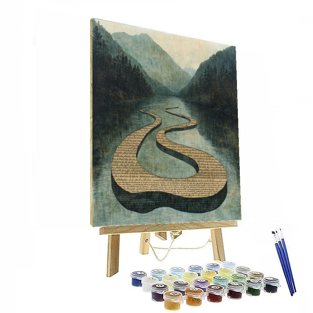 Zhao Mengfu Inspired River Of Time Calligraphy Paint by numbers kits