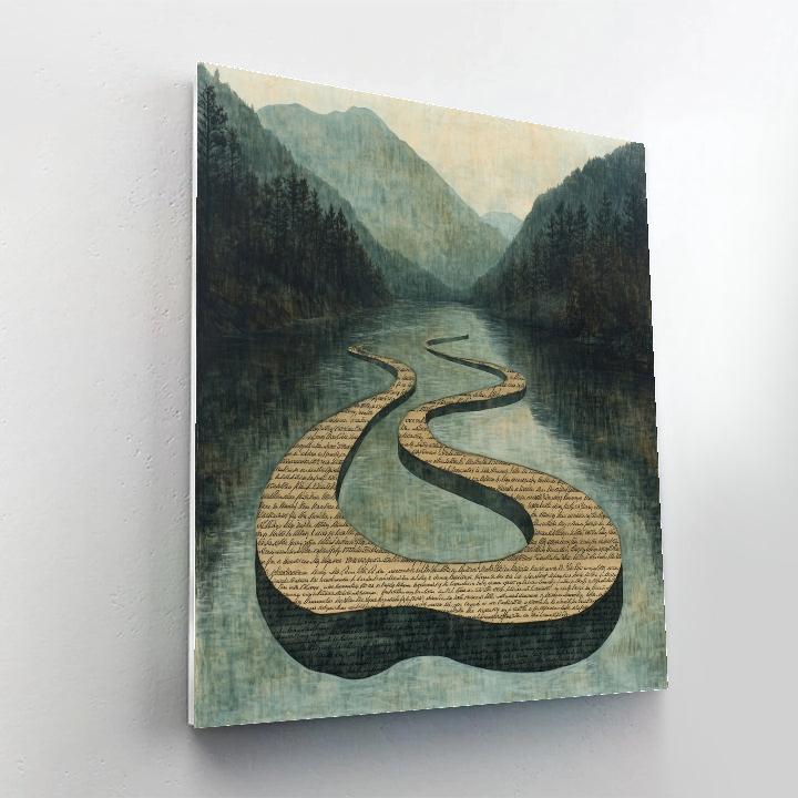 Zhao Mengfu Inspired River Of Time Calligraphy Paint by numbers kits