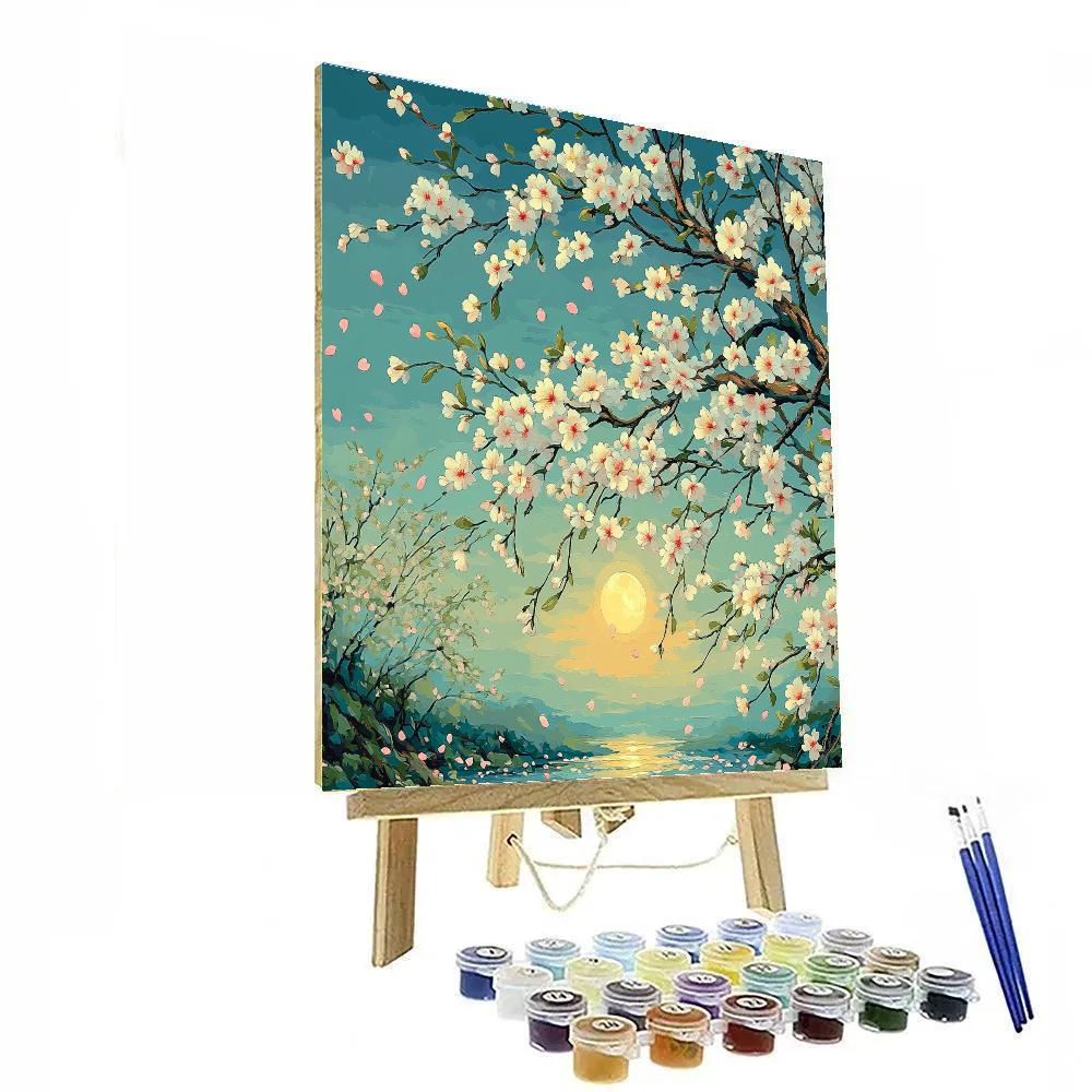 Hiroshige Inspired Moonlit Sakura Bloom DIY paint by numbers