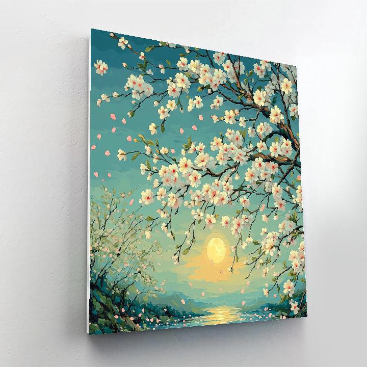 Hiroshige Inspired Moonlit Sakura Bloom DIY paint by numbers