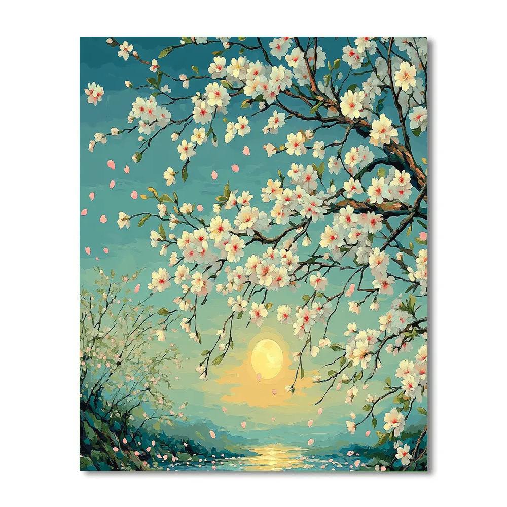 Hiroshige Inspired Moonlit Sakura Bloom DIY paint by numbers