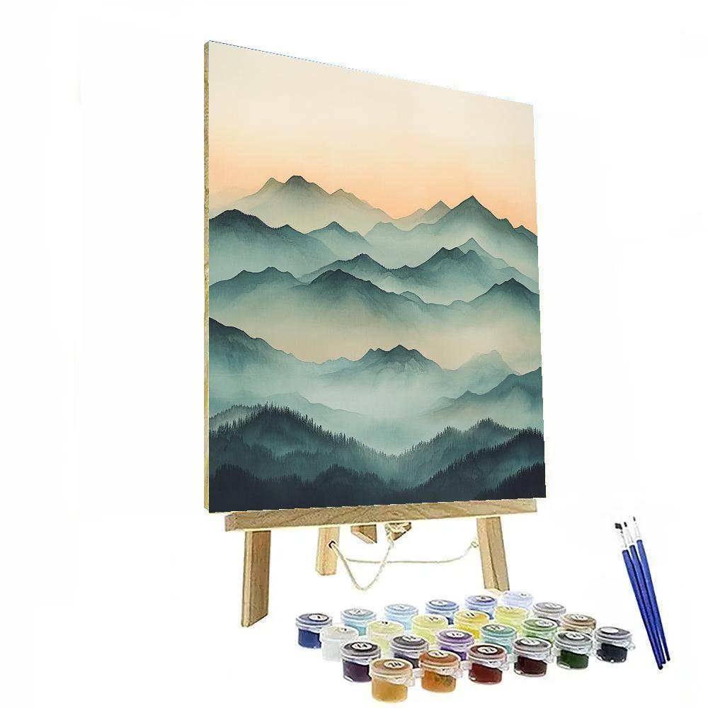 Zhao Mengfu Inspired Misty Mountain Serenity Numbered painting kits