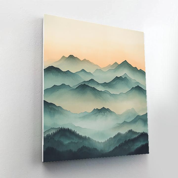 Zhao Mengfu Inspired Misty Mountain Serenity Numbered painting kits