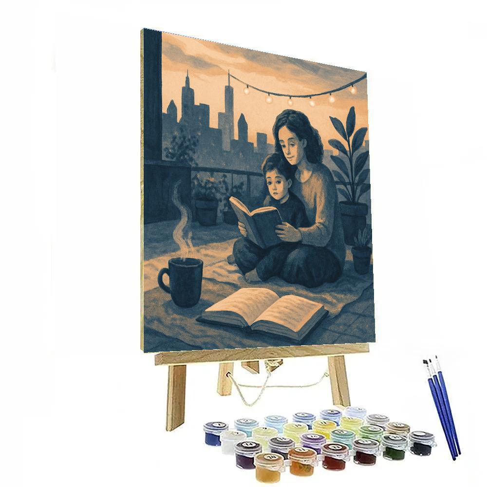 City Rooftop Reading painting number kit