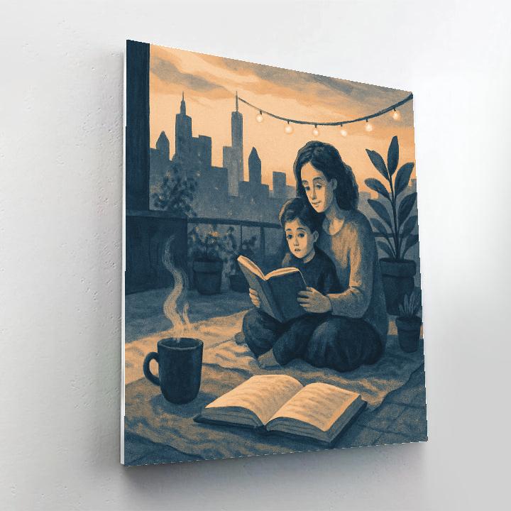 City Rooftop Reading painting number kit