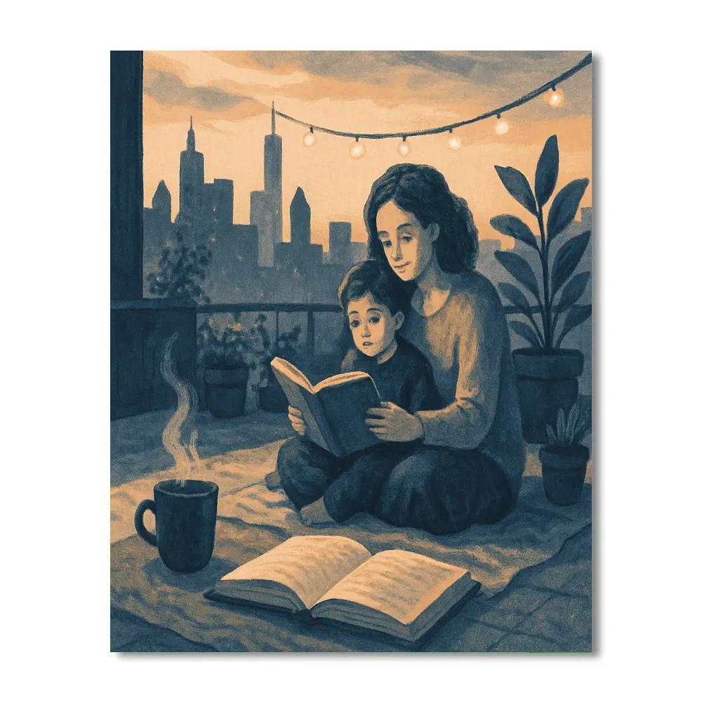 City Rooftop Reading painting number kit