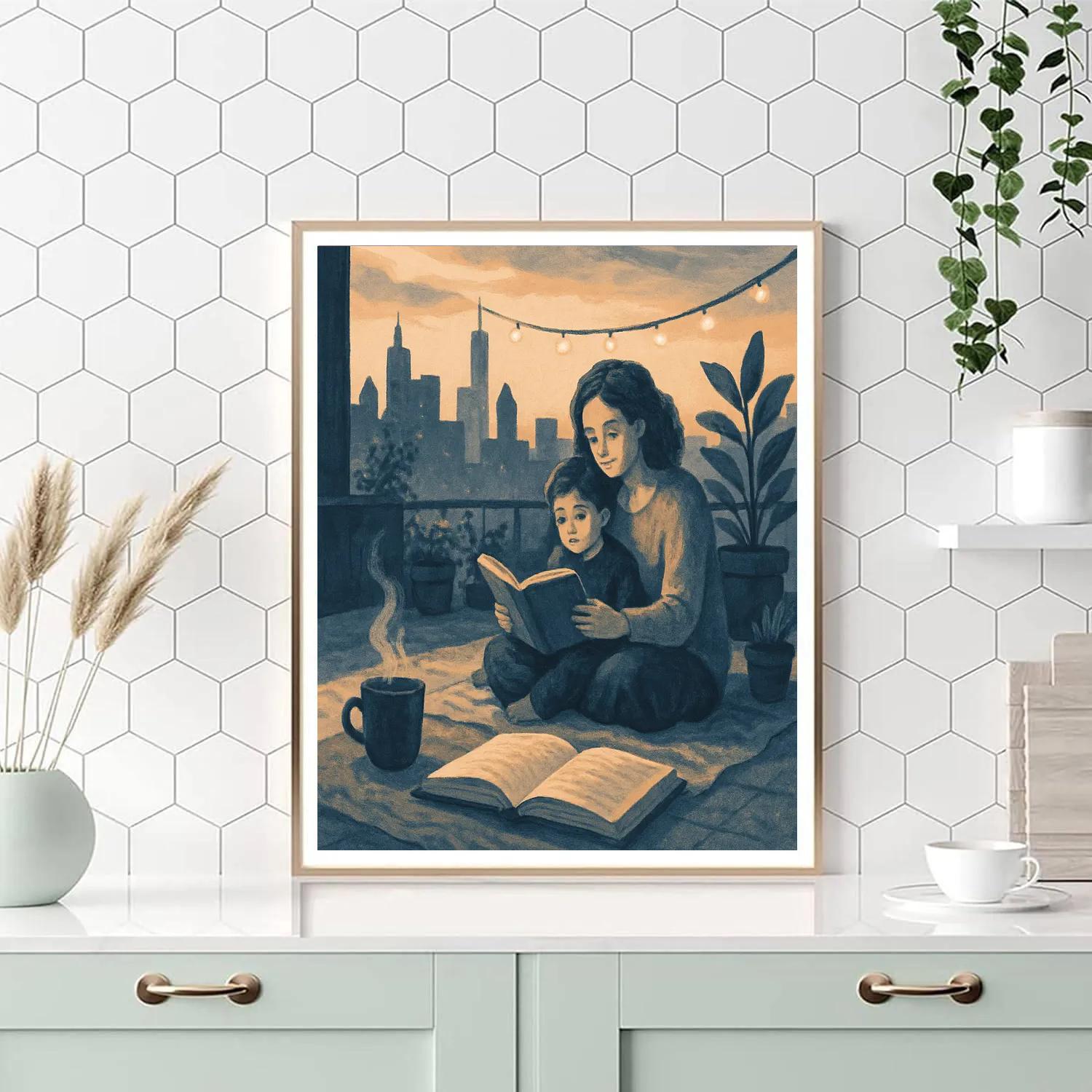 City Rooftop Reading painting number kit