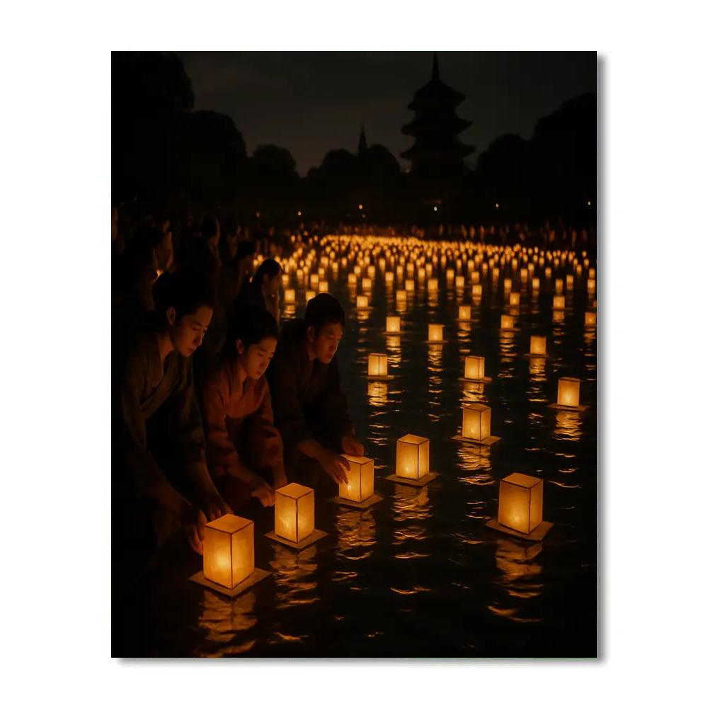 Lantern Floating Festival River Paint by numbers art