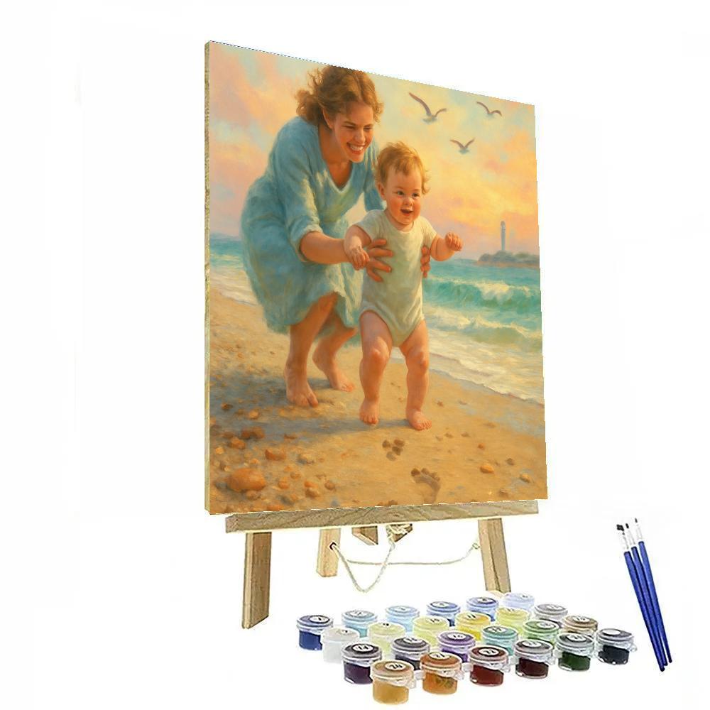 First Steps On Pebble Beach Numbered painting kits