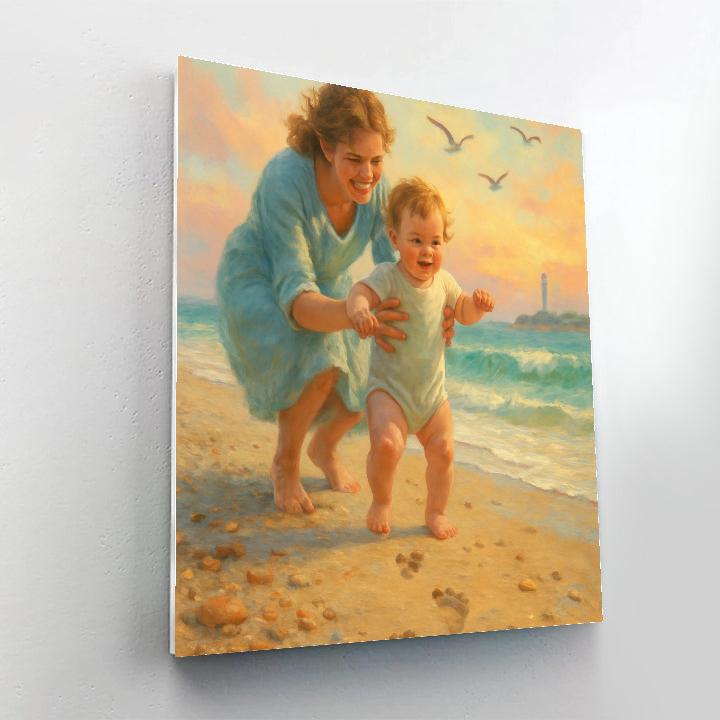 First Steps On Pebble Beach Numbered painting kits