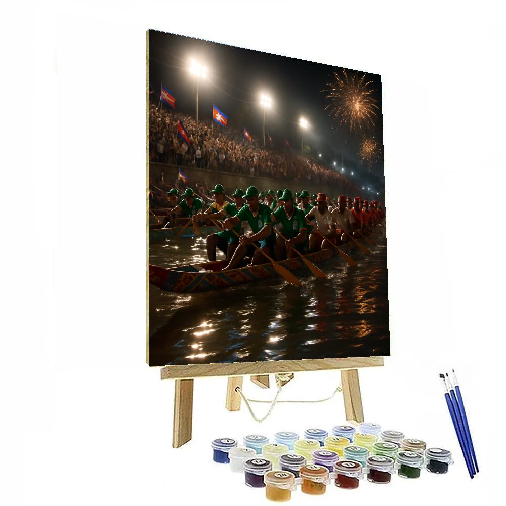 Khmer Water Festival Night Regatta paint by color