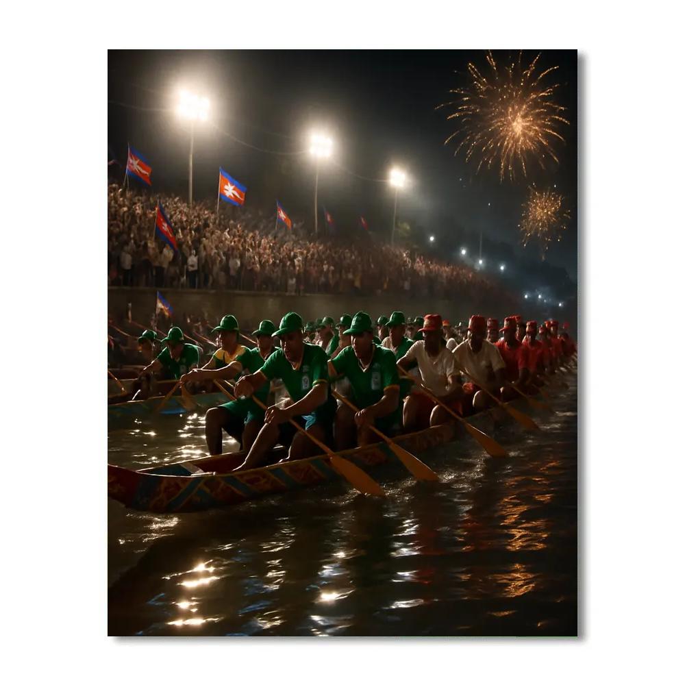 Khmer Water Festival Night Regatta paint by color