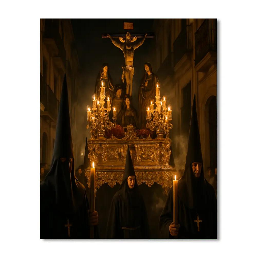 Easter Procession Seville Night painting number kit
